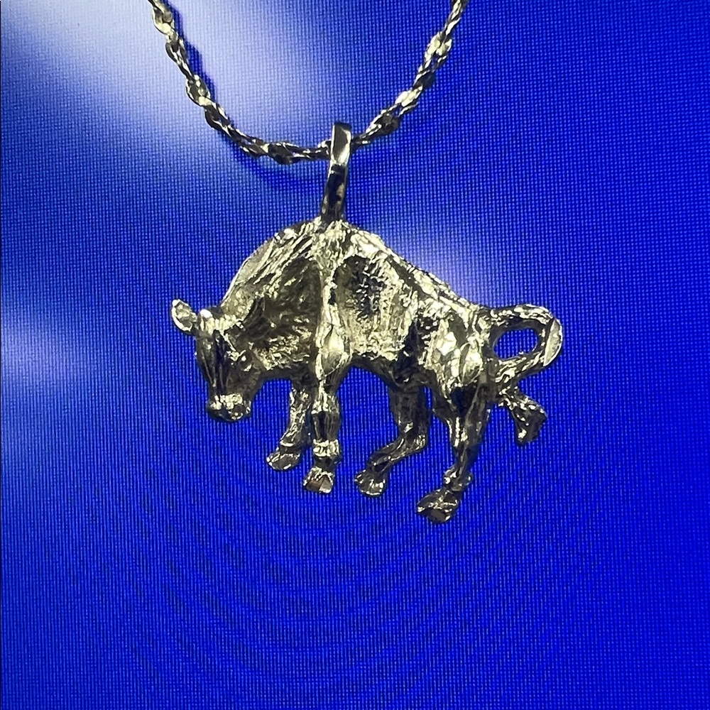 Silver Bull Pendant Necklace